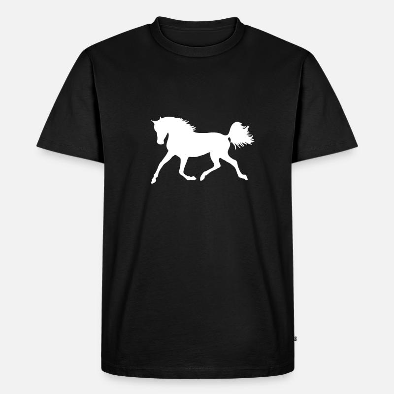 Pferd Silhouette weiß - Männer Premium Bio T-Shirt - Schwarz