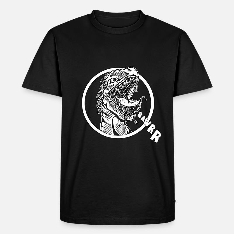 Dinosaurier T-Rex Rawr - Männer Premium Bio T-Shirt - Schwarz