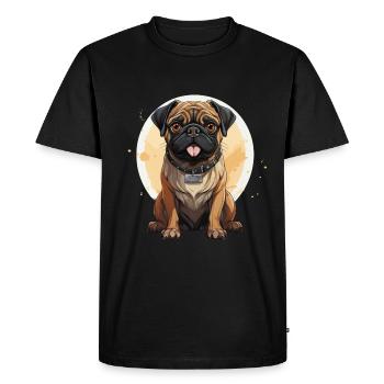 Portrait de carlin - T-shirt Premium bio Homme - noir - Devant - Nico (187cm)