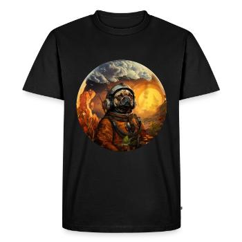 Pug Austronaut - Men's Premium Organic T-Shirt - black - Front - Nico (187cm)