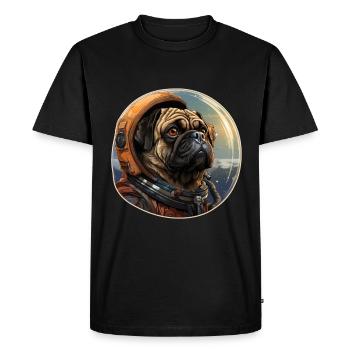 Pug Austronaut - Men's Premium Organic T-Shirt - black - Front - Nico (187cm)