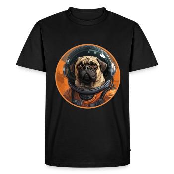 Pug Austronaut - Men's Premium Organic T-Shirt - black - Front - Nico (187cm)