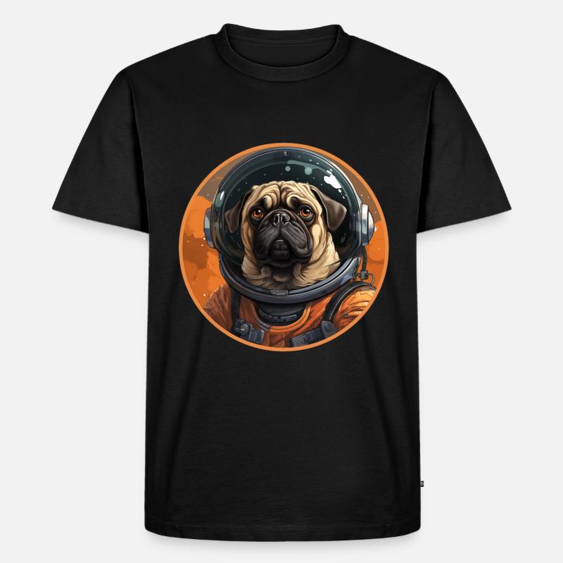 Mops Austronaut - Männer Premium Bio T-Shirt - Schwarz