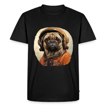 Pug Austronaut - Men's Premium Organic T-Shirt - black - Front - Nico (187cm)