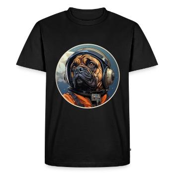 Pug Austronaut - Men's Premium Organic T-Shirt - black - Front - Nico (187cm)