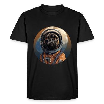 Pug Austronaut - Men's Premium Organic T-Shirt - black - Front - Nico (187cm)