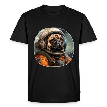 Pug Austronaut - Men's Premium Organic T-Shirt - black - Front - Nico (187cm)