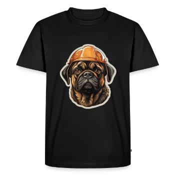 Pug as a builder - Men's Premium Organic T-Shirt - black - Front - Nico (187cm)