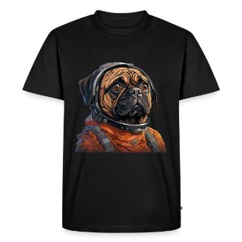 Pug Austronaut - Men's Premium Organic T-Shirt - black - Front - Nico (187cm)