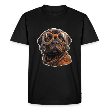 Pug Pilot - Men's Premium Organic T-Shirt - black - Front - Nico (187cm)