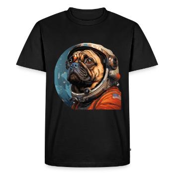 Pug Austronaut - Men's Premium Organic T-Shirt - black - Front - Nico (187cm)