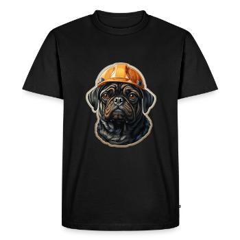 Pug as a builder - Men's Premium Organic T-Shirt - black - Front - Nico (187cm)
