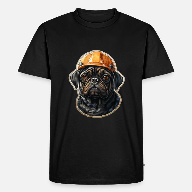 Pug as a builder - Men's Premium Organic T-Shirt - black