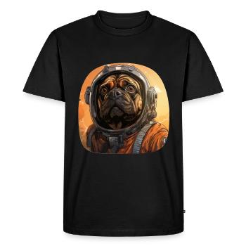 Pug Austronaut - Men's Premium Organic T-Shirt - black - Front - Nico (187cm)