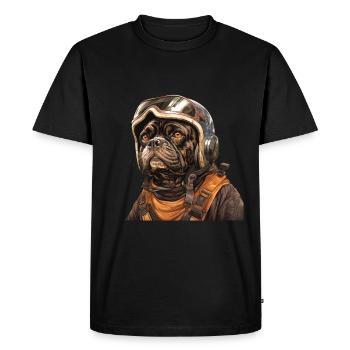 Pug Pilot - Men's Premium Organic T-Shirt - black - Front - Nico (187cm)