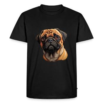 Portrait de carlin - T-shirt Premium bio Homme - noir - Devant - Nico (187cm)
