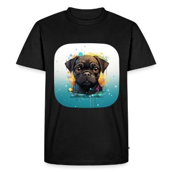 Cute little pug puppy - Men's Premium Organic T-Shirt - black - Front - Nico (187cm)