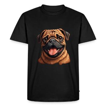Portrait de carlin - T-shirt Premium bio Homme - noir - Devant - Nico (187cm)