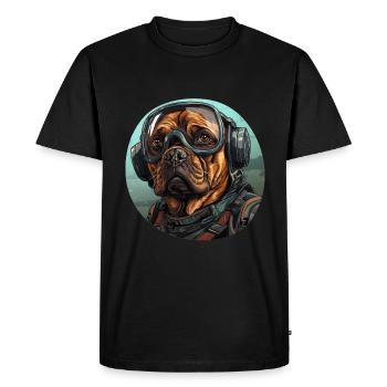 Pug Pilot - Men's Premium Organic T-Shirt - black - Front - Nico (187cm)