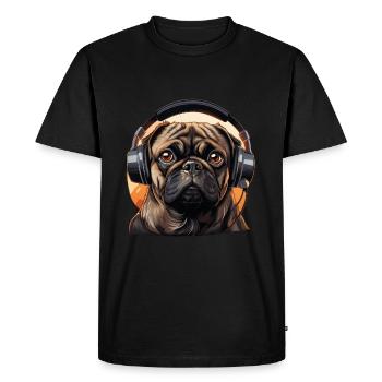 Carlin avec écouteurs - T-shirt Premium bio Homme - noir - Devant - Nico (187cm)