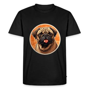 Tête de carlin fidèle - T-shirt Premium bio Homme - noir - Devant - Nico (187cm)