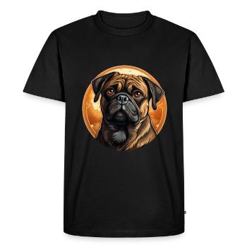 Tête de carlin fidèle - T-shirt Premium bio Homme - noir - Devant - Nico (187cm)