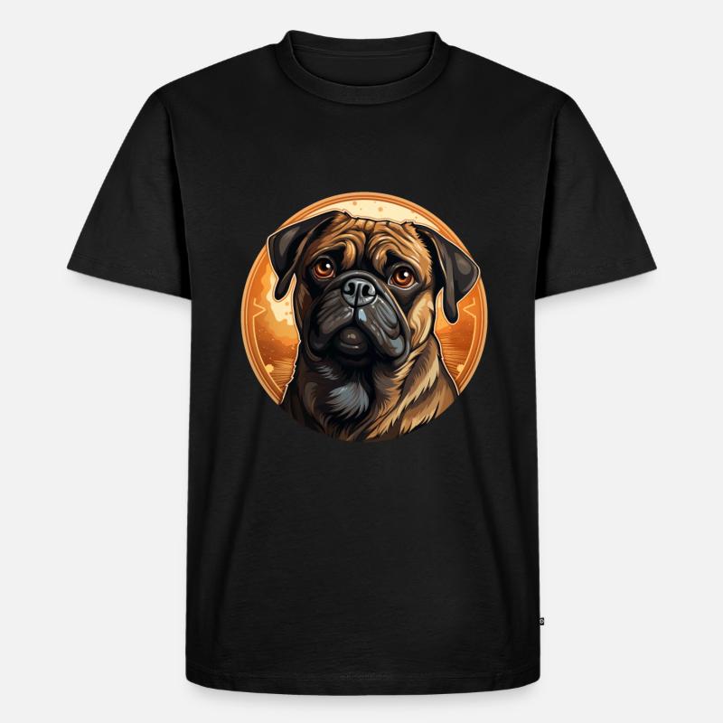 Treu blickender Mops Kopf - Männer Premium Bio T-Shirt - Schwarz