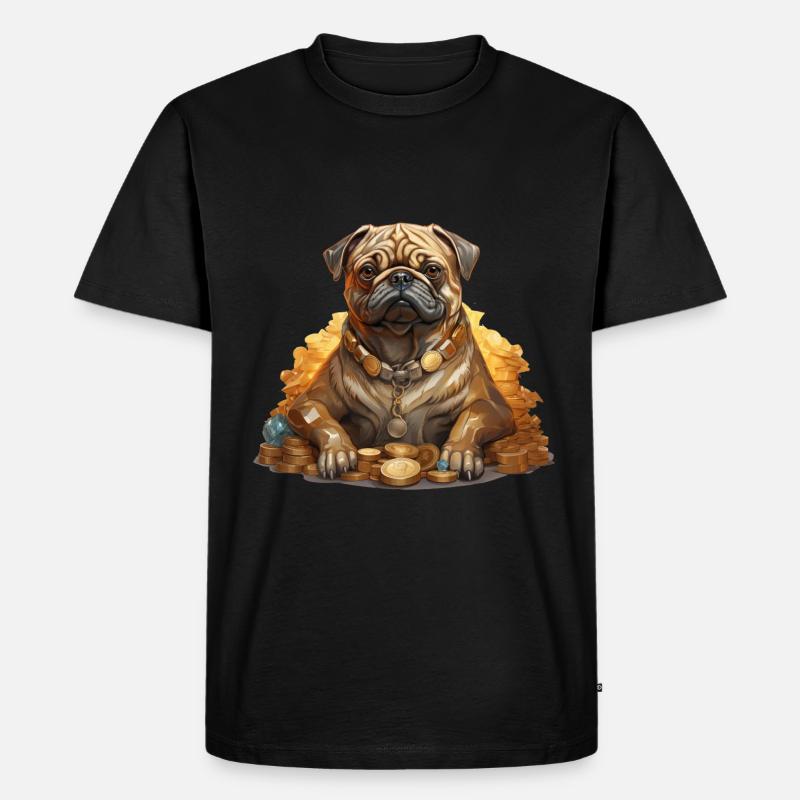 Mops Gold Digger - Männer Premium Bio T-Shirt - Schwarz