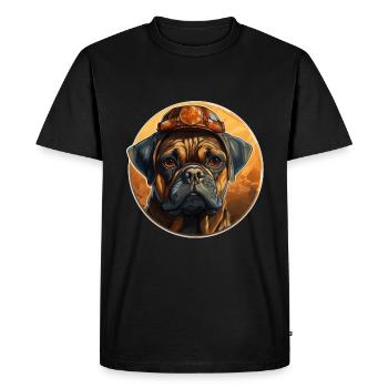 Pug as a builder - Men's Premium Organic T-Shirt - black - Front - Nico (187cm)