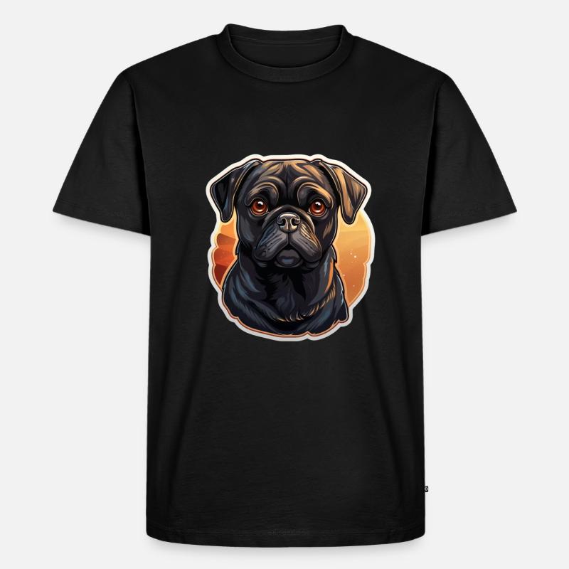 Treu blickender Mops Kopf - Männer Premium Bio T-Shirt - Schwarz