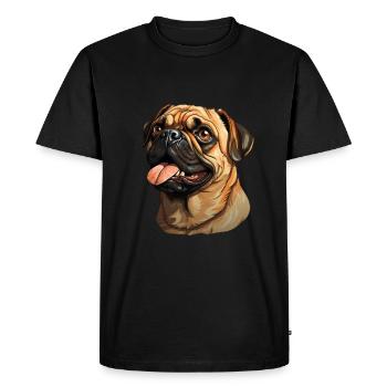 Tête de carlin fidèle - T-shirt Premium bio Homme - noir - Devant - Nico (187cm)