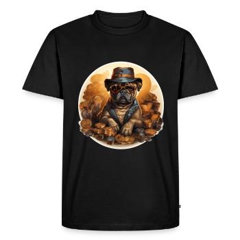 Pug Gold Digger - Men's Premium Organic T-Shirt - black - Front - Nico (187cm)