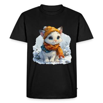 Chaton mignon en hiver - T-shirt Premium bio Homme - noir - Devant - Nico (187cm)