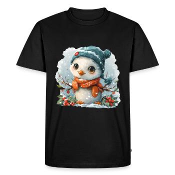 Snowman for children in the shape of a chick - Men's Premium Organic T-Shirt - black - Front - Nico (187cm)