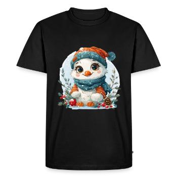 Snowman for children in the shape of a chick - Men's Premium Organic T-Shirt - black - Front - Nico (187cm)