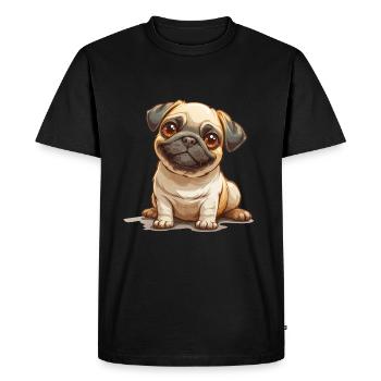 Mignon petit carlin - T-shirt Premium bio Homme - noir - Devant - Nico (187cm)