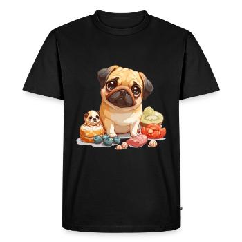 Mignon petit carlin - T-shirt Premium bio Homme - noir - Devant - Nico (187cm)