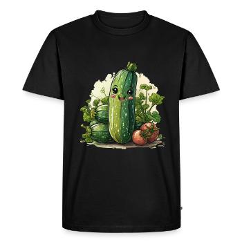 Style bande dessinée de courgettes - T-shirt Premium bio Homme - noir - Devant - Nico (187cm)
