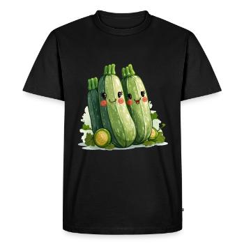 Style bande dessinée familiale de courgettes - T-shirt Premium bio Homme - noir - Devant - Nico (187cm)