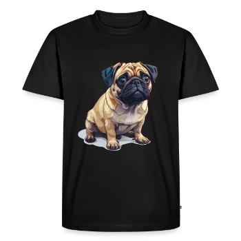 Mignon petit carlin - T-shirt Premium bio Homme - noir - Devant - Nico (187cm)