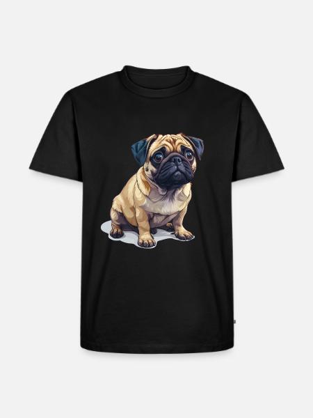 Cute little pug - Men's Premium Organic T-Shirt - black
