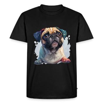 Mignon petit carlin - T-shirt Premium bio Homme - noir - Devant - Nico (187cm)