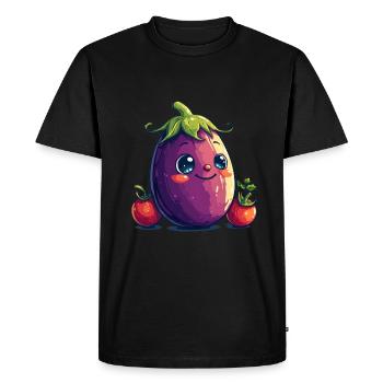 Aubergine Comic Face - T-shirt Premium bio Homme - noir - Devant - Nico (187cm)