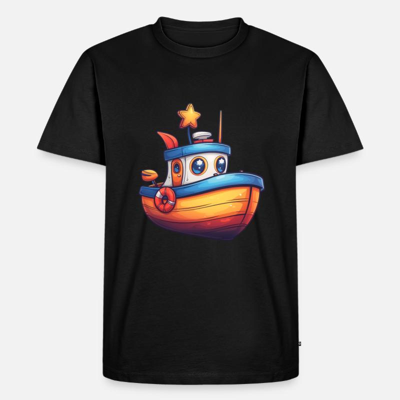 Fischerboot - Männer Premium Bio T-Shirt - Schwarz