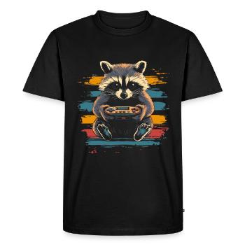 Raccoon Gaming Video Games Gamer - Men's Premium Organic T-Shirt - black - Front - Nico (187cm)
