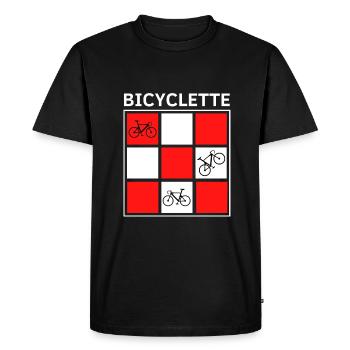 VÉLO CARRÉS ROUGE BLANC - T-shirt Premium bio Homme - noir - Devant - Nico (187cm)