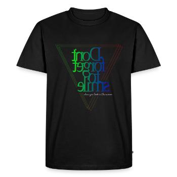 N’oubliez pas de sourire - Miroir inversé - T-shirt Premium bio Homme - noir - Devant - Nico (187cm)