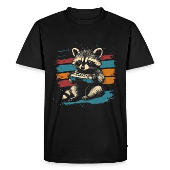 Raccoon Gaming Video Games Gamer - Men's Premium Organic T-Shirt - black - Front - Nico (187cm)