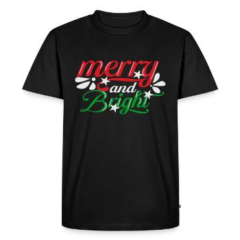 Joyeux et lumineux - Noël - T-shirt Premium bio Homme - noir - Devant - Nico (187cm)