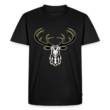 Cerf sur casquette, chapeau de seau, t-shirt et sweat à capuche - T-shirt Premium bio Homme - noir - Devant - Nico (187cm)